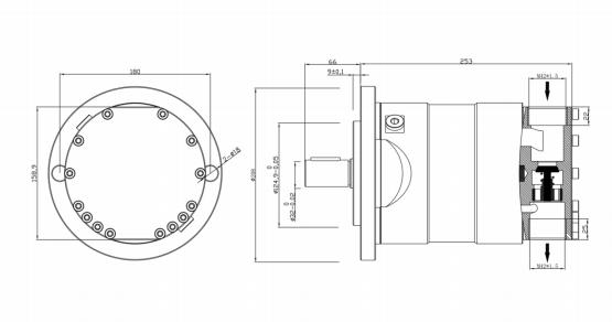 Dimensiones externas de la bomba HP4.5-8.2