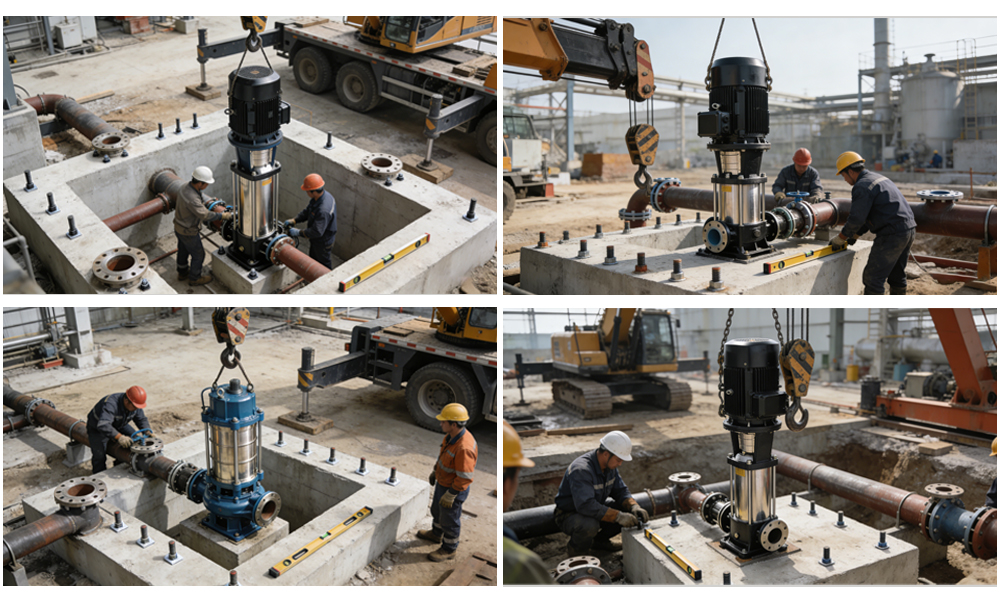 Diagrama de instalaci&oacute;n in situ de la bomba centr&iacute;fuga vertical multietapa CDL