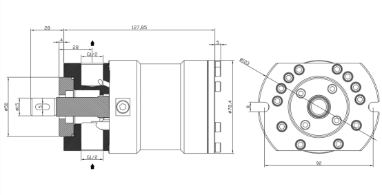 Dimensiones externas de la bomba HP0.6-1.0